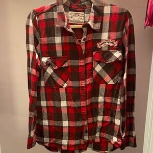 Red Plaid Button-Up Shirt Jacket - Sierra Nevada